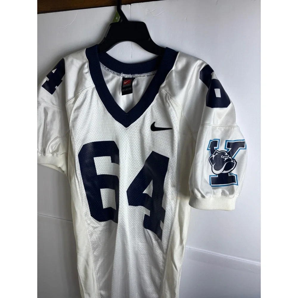 Nike Team Yale Bulldogs Football Jersey Mens Large White Navy Blue 64 USA Made